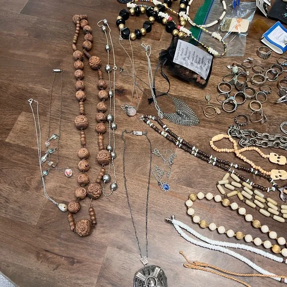 Vintage sterling silver boho turquoise shell Hawaii hippie jewelry bundle - Picture 8 of 11